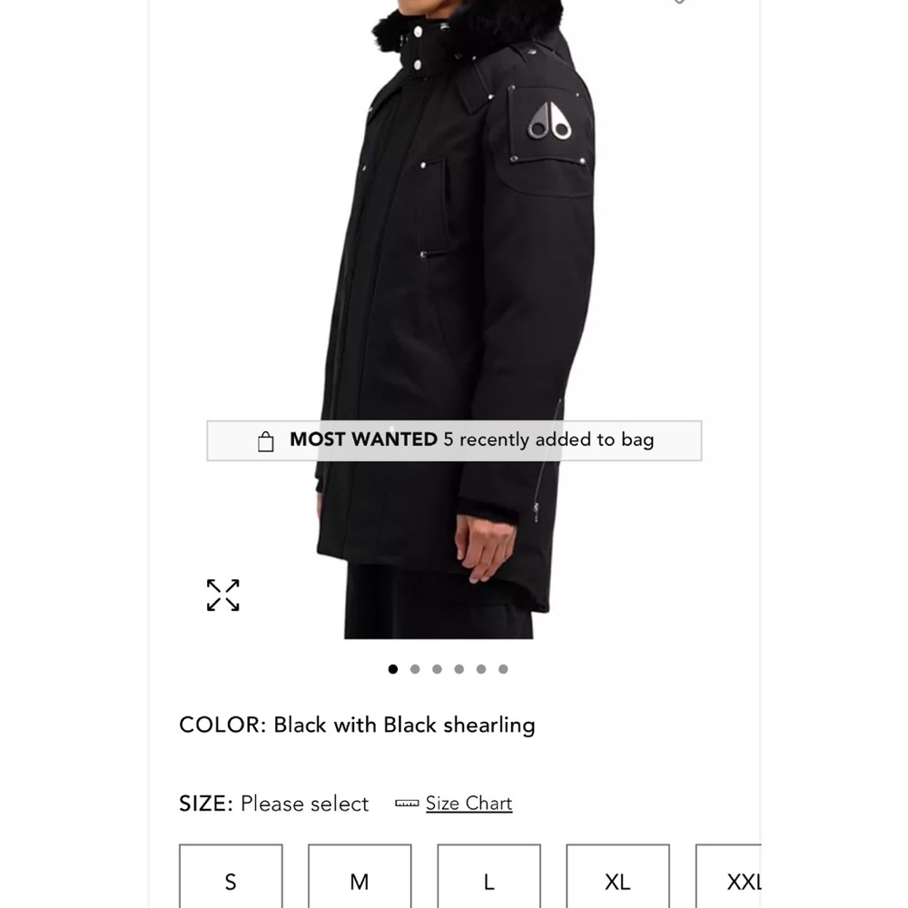 Men's Black Parka with Shearling Trim